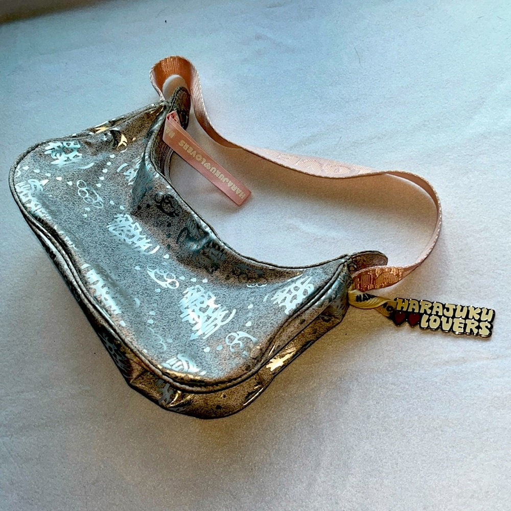 Harajuku Lovers Silver and Pink Shoulder Bag